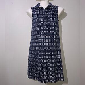 Lands' End Sleeveless Blue & White Polo Dress Size XS 2-4